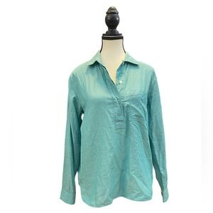 GAP Cotton Linen Women's Teal Shirt Size M EUC